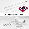 thumbnail image 2 of G128 Combo Pack: 6 Feet Tangle Free Spinning Flagpole (Silver) Norway Norwegian Flag 3x5 ft Printed 150D Brass Grommets (Flag Included) Aluminum Flag Pole, 2 of 8