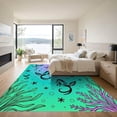 thumbnail image 3 of ODIKA 3'x5' Machine Washable Non-Slip Area Rug, Whimsical Mermaid Cove Seahorse Starfish Decorative High Traffic Rug with Pad, Green, 931402, 3 of 8