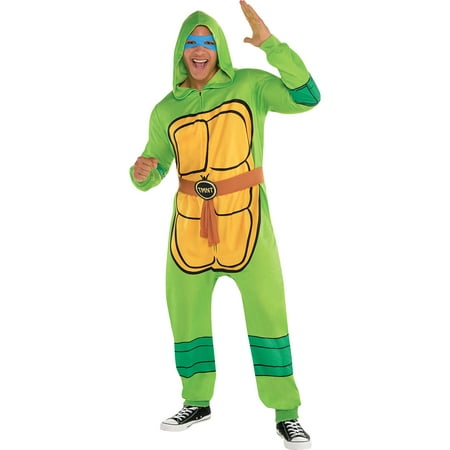 Amscan Zipster Teenage Mutant Ninja Turtles One Piece Halloween Pajamas Costume for Adults, Small/Medium