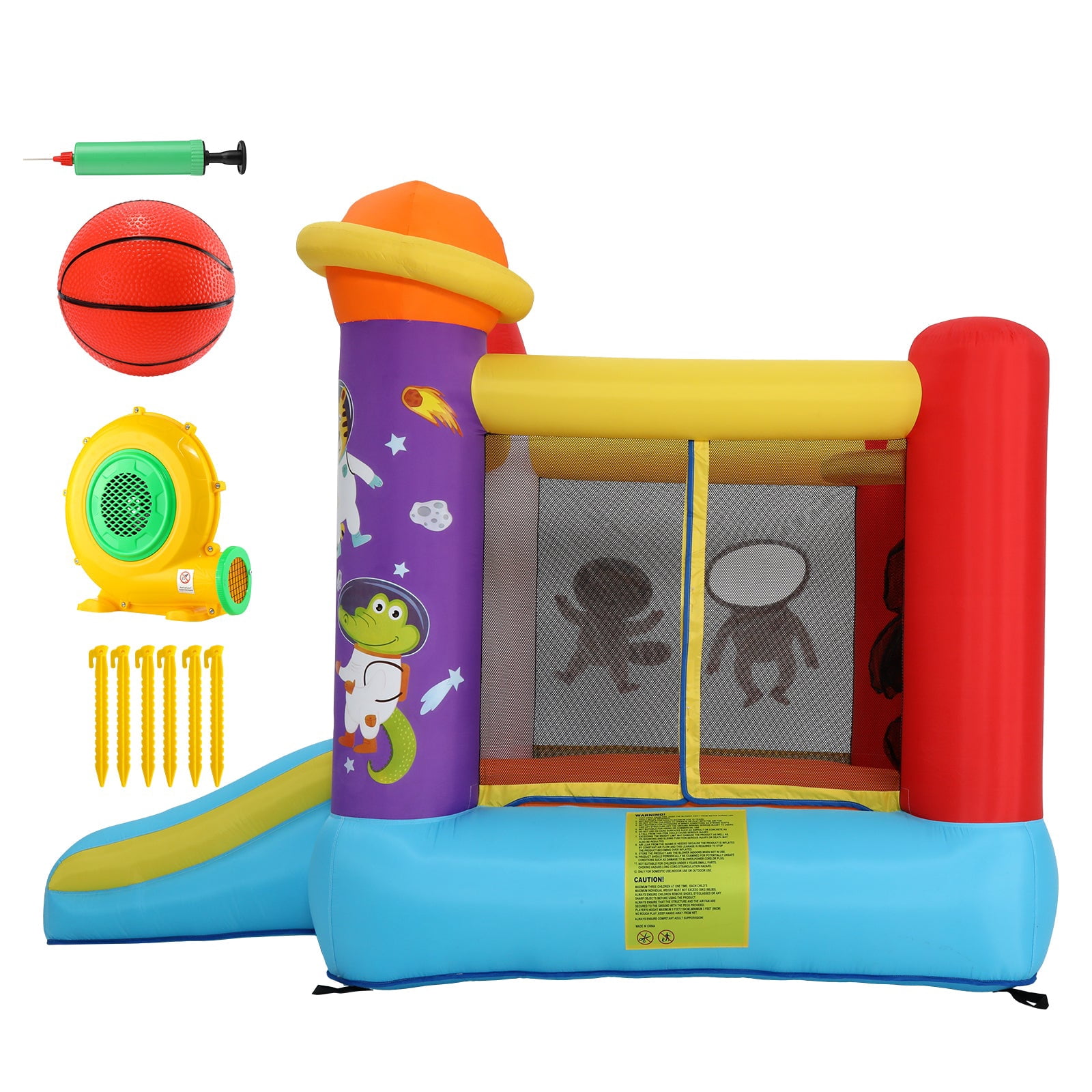Funcid Inflatable Bounce, Rocket & Castle Bounce House with Slide, for Kids with 370W Blower, Bouncy House Jump House Outdoor 106"x71"x83"
