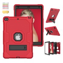 Tarise for Apple iPad 10.2" Case 9th/8th/7th Generation (2021/2020/2019) with Foldable Kickstand Hard Back Shockproof Shell Silicone Heavy Duty Rugged Protective Hybrid Slim Stand Cover, Red   Black