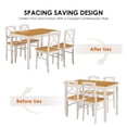 thumbnail image 5 of PORKISS 5-Piece Small Space Dining Set, 1 Table and 4 Chairs, Solid Wood, Natural+White, 42.5" L x 25.6" W x 28.7" H Table, 5 of 8