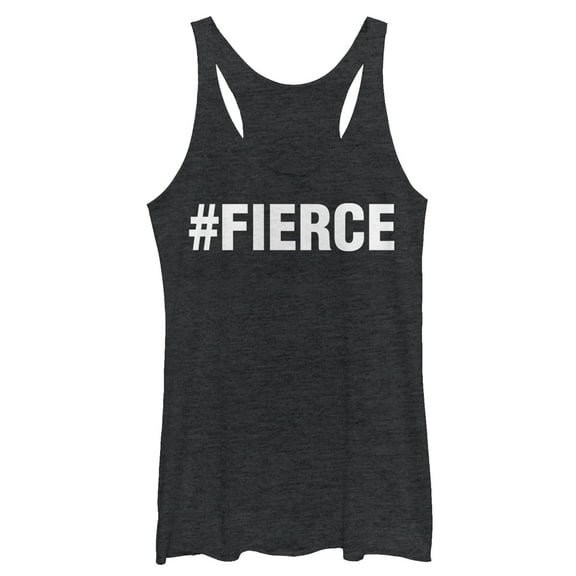 Women's CHIN UP Hashtag Fierce  Racerback Tank Top Black Heather X Large