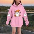 thumbnail image 2 of HAOTAGS Girls Halloween Ghost Print Hooded Fleece Sweatshirt with Pocket, Warm with Pocket Graphic Long Sleeve Pocket Sweater Pink Size 12, 2 of 4