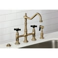 thumbnail image 2 of Kingston Brass KS1273PKXBS Duchess Bridge Kitchen Faucet with Brass Side Sprayer, Antique Brass, 2 of 7