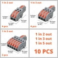 thumbnail image 2 of Compact Lever Splicing Wire Connectors kit 1 in 2,3,5 Out Lever Wire Nut, 10 Pcs Quick Connect Electrical Splicing Kit, 2 of 6