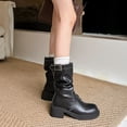 thumbnail image 5 of Riding Boots for Women Vintage Round Toe Heeled Ankle Boots Adjustable Buckle Strap Short Booties, 5 of 7
