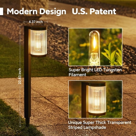 Solar Pathway Lights Outdoor, 6 Pack Upgraded Outdoor Solar Lights for Outside Super Bright Up to 12Hrs, IP65 Waterproof Solar Garden Lights for Yard Path Walkway Decor Landscape Lighting