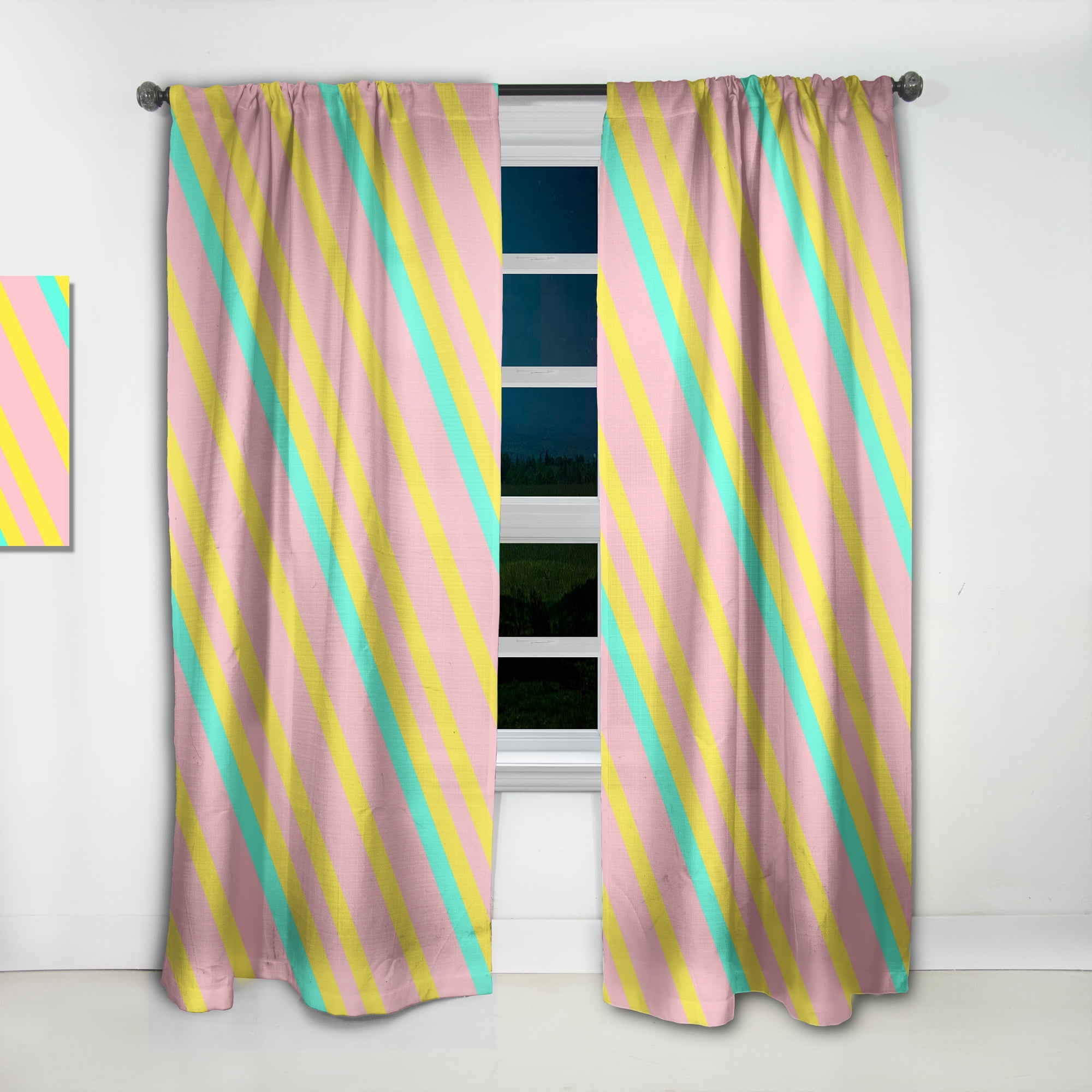 Designart 'Memphis Neon Retro Pattern' Mid-Century Modern Curtain Panel