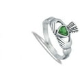 thumbnail image 4 of Claddagh Heart Simulated Emerald Ring .925 Sterling Silver Band Green CZ Jewelry Female Size 7, 4 of 4