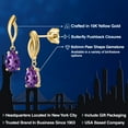 thumbnail image 2 of Gem Stone King 10K Yellow Gold Purple Amethyst Stud Dangle Earrings for Women | 1.56 Cttw | Gemstone February Birthstone | Pear Shape 8X5MM, 2 of 6