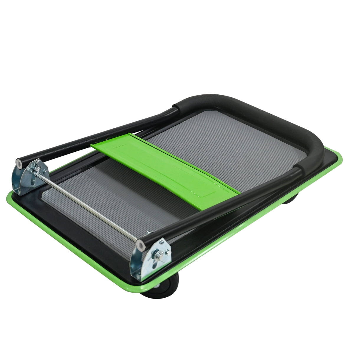 Flatbed Cart, 330lbs Heavy Duty Capacity Platform Hand Truck 360 Degree Swivel Wheels Foldable Push Hand Cart for Loading and Storage, Warehouse-Green