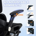 thumbnail image 6 of Czlolo High Back Ergonomic Mesh Office Chair with Footrest, 4D Armrests, Adjustable Lumbar Support, Black, 6 of 10