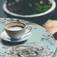 thumbnail image 3 of Ambesonne Roses Fitted Round Tablecloth, Dreamy Brush Spots Floral, 36"- 40" Diameter, Almond Green Warm Taupe, 3 of 5