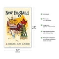 thumbnail image 2 of New England Massachusetts - Delta Air Lines - Vintage Airline Travel Poster by Fred Sweney c.1960s - Master Art Print (Unframed) 12in x 18in, 2 of 4