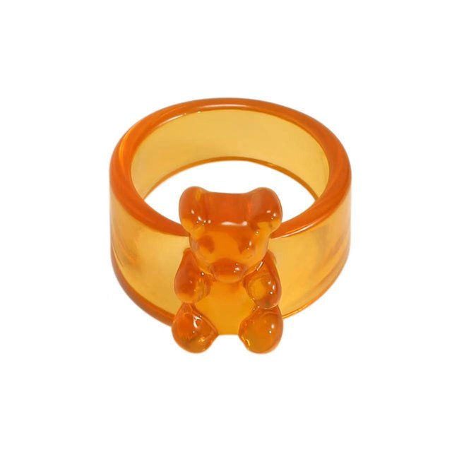 LYMAYTER Candy Color Ring Little Bear Ring - Korean INS Style, Acrylic