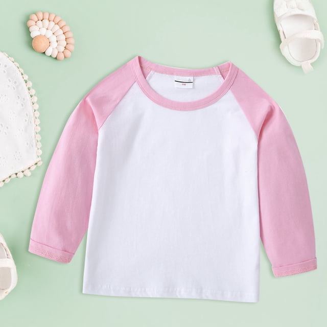 Chandails pour Filles à Manches Longues, T-Shirts Basiques à Col Rond en Coton, T-Shirt pour Filles, Taille 4-5 Ans