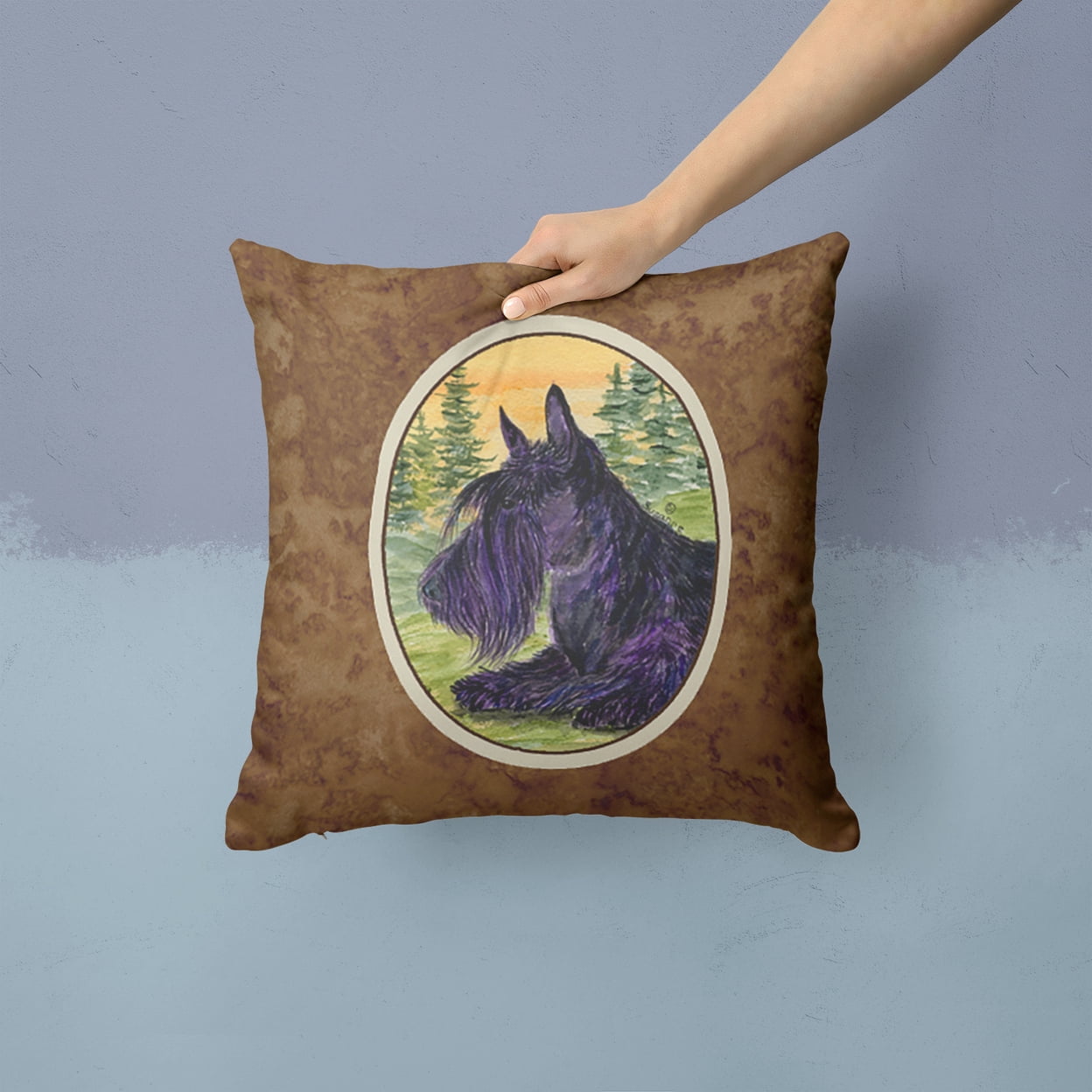 Carolines Treasures SS8511PW1414 Scottish Terrier Fabric Decorative Pillow, 14Hx14W, multicolor