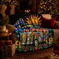 thumbnail image 3 of Neon Retro Camper Van Surfer surreal Flower Power, Peaceful Mountain Lake Scene, Warm Flannel Blanket for Cabin and Lodge, Outdoor Lovers Camping Gift, Fantasy Home Decor, 3 of 9