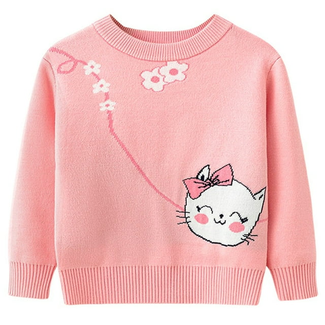 Gyratedream Toddler Girls Kids Cute Kitten Graphic Sweater Pullover