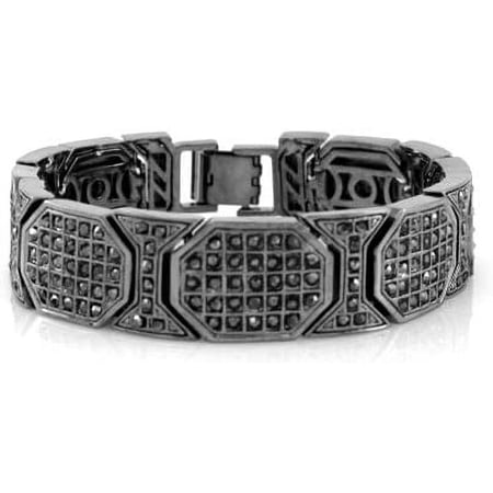 Hip-Hop Hematite Black Tone Bling Iced Bracelet Covered with CZ #673
