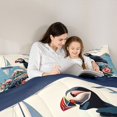 thumbnail image 4 of Castle Fairy Retro Flat Sailboat Puffin 7-Piece Twin Bedding,Pink Rose Seagull Calm Seascape Print Bedding Comforter Set,Cream Azure,Navy Blue Reversible, 4 of 7