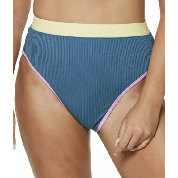 Jessica Simpson Chop & Change High-waisted Bikini Bottoms In Navy Blue/sol - XL