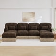 thumbnail image 2 of 131" Chenille Leopard Tassel Deep Seat U Shape 4 Seater Modular Sofa Couch with 6 Throw Pillows and 2 Ottoman, 2 of 10