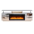 thumbnail image 6 of Ktaxon Modern TV Stand with 36" Fireplace, 70" High Gloss Entertainment Center with LED RGB Light for Living Room, 12 Colors Flames Electric Fireplace Mantel, Silver, 6 of 7