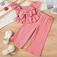 thumbnail image 3 of Generic Girls Summer Outfits Ruffle Halter Sleeveless Tank Tops and Wide Leg Pants 2 Piece Clothes Daily Wear Sets for 1-7 Years, 3 of 7