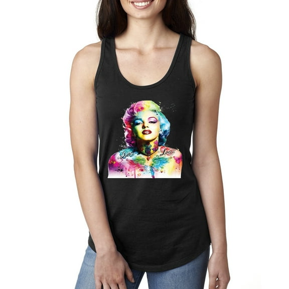Wild Bobby Marilyn Monroe Multicolor Pop Art Pop Culture Women Racerback Tank Top, Black, Small