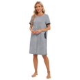 thumbnail image 6 of EFINNY Women's Short Sleeves Nightgowns Stitching Contrast Nightshirt Pullover Soft Nightdress Loungewear with Pockets, 6 of 8