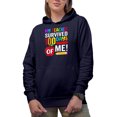 thumbnail image 2 of My Teacher Survived 100 Days of Me, Funny Last Day of School, Student, Navy Blue Hooded Sweatshirt or Hoodie, XL, 2 of 5
