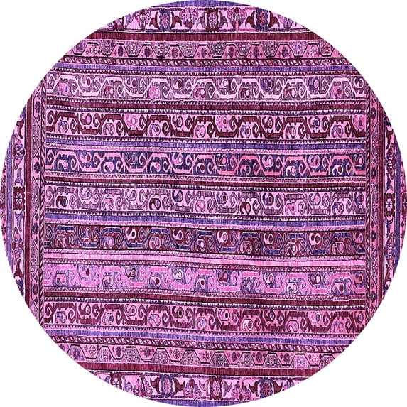 Ahgly Company Indoor Round Abstract Purple Modern Area Rugs, 7' Round