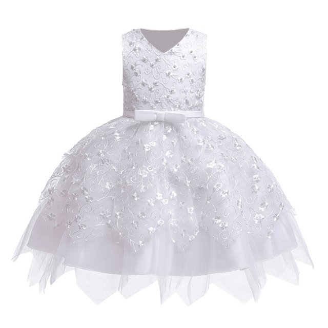 Vestido de princesa de encaje de verano para niñas, vestido de baile Floral con flores para niñas, ropa para niñas, disfraces de tutú para fiesta de 1er cumpleaños 5T (etiqueta 120) Gao Jinjia LED