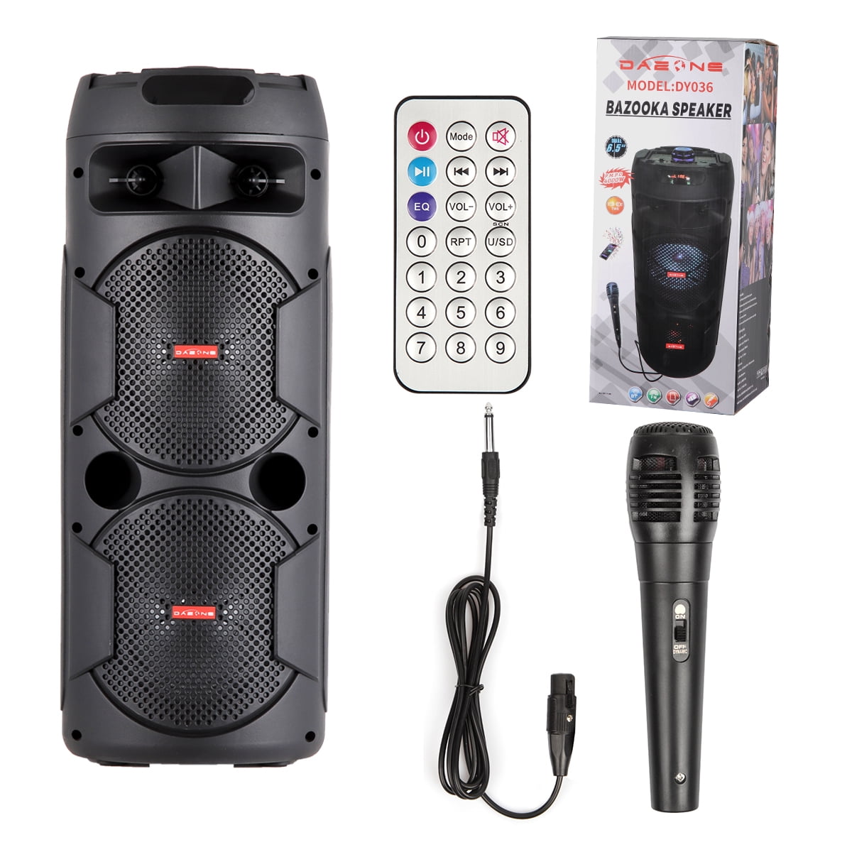 Lohoms Bluetooth Speaker Dual 6.5" Woofer Tailgate with Microphone Remote Party PA Sound System