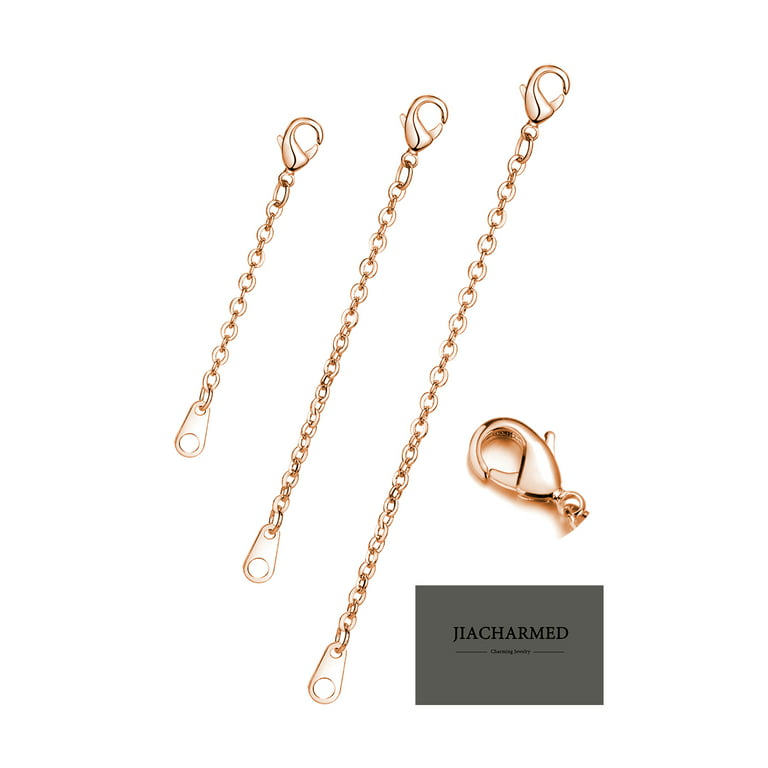 Rose Gold Necklace Extenders Delicate 1,2,3 Inches Necklace Extension  Chain Set for Necklaces Chokers Bracelets Anklets, 2mm Width Chain Extender