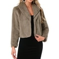 thumbnail image 1 of Abrigo de piel de mujer INSPIRE CHIC, moda de invierno, chaqueta corta de frente abierto, con solapa, de manga larga, suave y esponjosa, de piel sintética, XS, gris café, 1 of 6