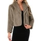 thumbnail image 1 of Abrigo de piel de mujer INSPIRE CHIC, moda de invierno, chaqueta corta de frente abierto, solapa, manga larga, abrigo de piel sintética esponjosa en gris y café, 1 of 6