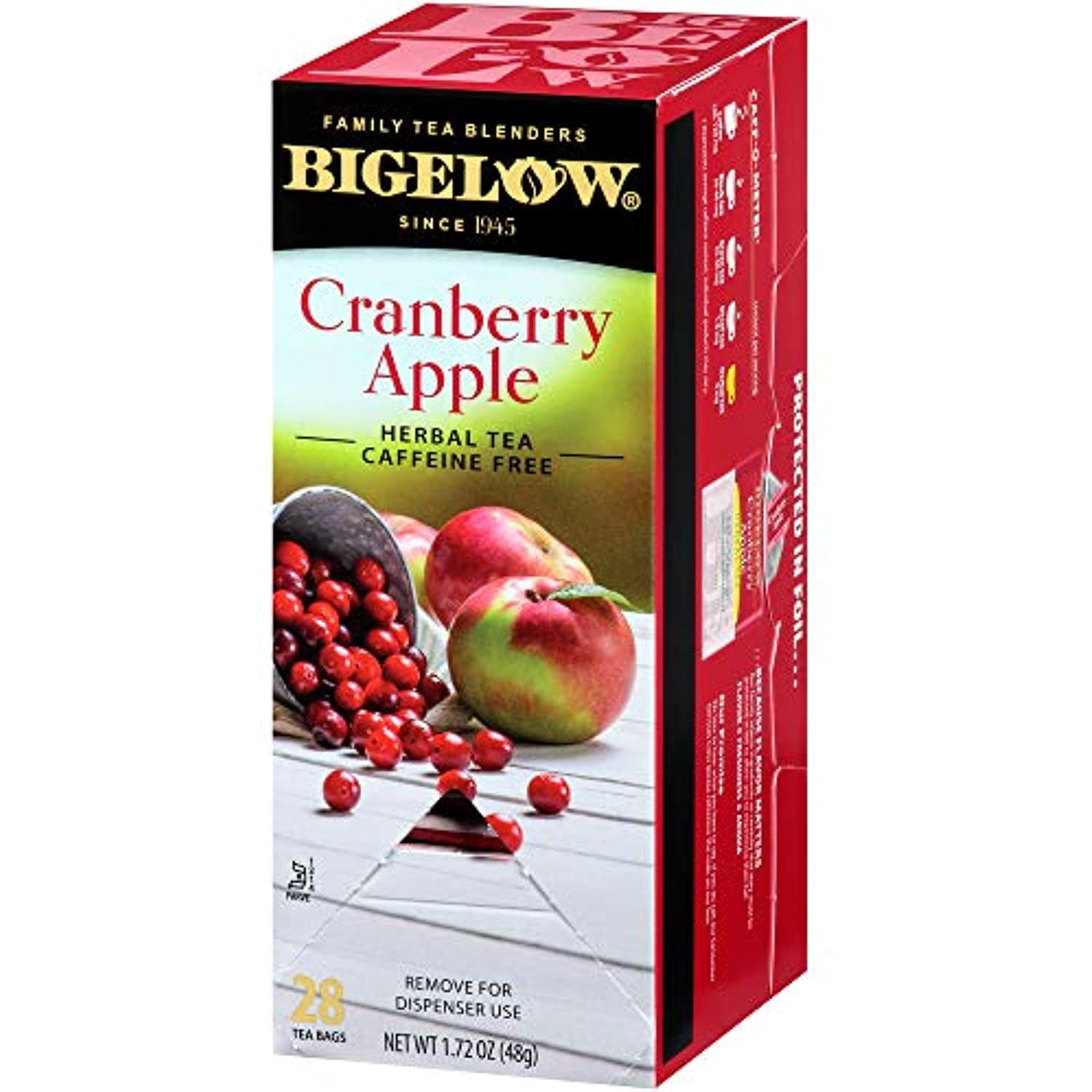 Bigelow Cranberry Apple Herbal Tea Bags 28-Count Box (Pack Of 3) Cranberry Apple Hibiscus Flavored Herbal Tea Bags All Natural Non-Gmo