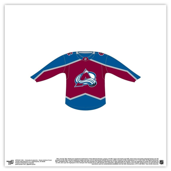 Gallery Pops NHL - Colorado Avalanche - Home Uniform Front Wall Art, Unframed Version, 12" x 12"