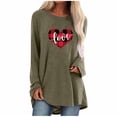 thumbnail image 1 of Pompotops Mode T-Shirt Décontracté à Manches Longues Col Rond Imprimé Blouse Tops Liquidation, 1 of 4