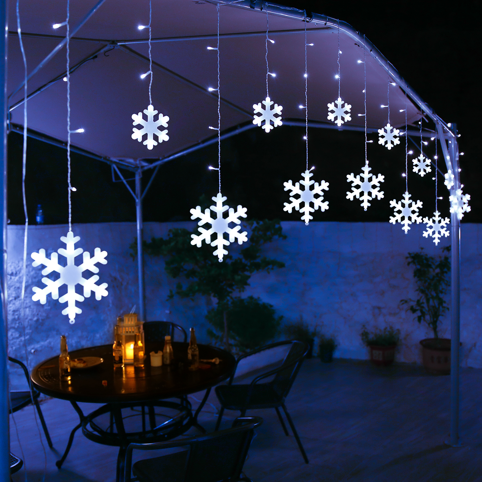 Toodour 264-LED Snowflake Icicle Christmas Lights, White photo 7
