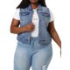thumbnail image 1 of Women's Plus Size Trucker Vest Zipper Front Sleeveless Denim Vests Sky Blue 1X, 1 of 7