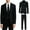 Black, variant on Men's Suit Slim Fit 2 Piece Suits for Men, Two Button Blazer Jacket Pants Set with Tie for Wedding Business Dinner