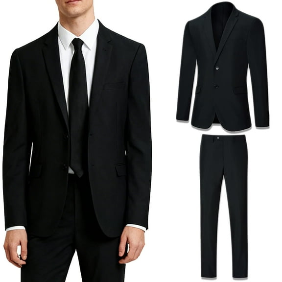 Men's Suit Slim Fit 2 Piece Suits for Men, Two Button Blazer Jacket Pants Set with Tie for Wedding Business Dinner