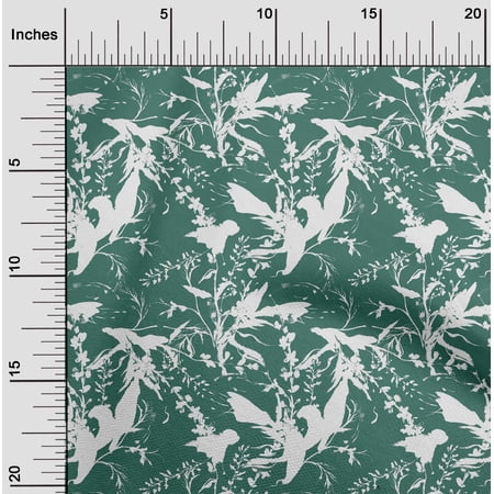oneOone Cotton Flex Dusty Teal Green Fabric Leaves Sewing Fabric By The Yard Printed Diy Clothing Sewing Supplies 40 Inch Wide