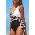 thumbnail image 5 of Women's One Piece Swimsuit Wrap Color Block Tie Side Bathing Suit, Lattice L, 5 of 5