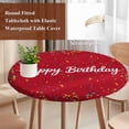 thumbnail image 4 of Red Birthday Round Tablecloth, Fitted Table Cover with Elastic for 45"-54" Round Tables, Colorful Confetti Ribbons Polka Dots Classroom Table Cloth Outdoor Indoor Dinning Party Waterproof Tablecloths, 4 of 7
