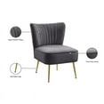 thumbnail image 4 of Meridian Furniture Tess Gray Velvet Accent Chair with Gold Legs, 4 of 5